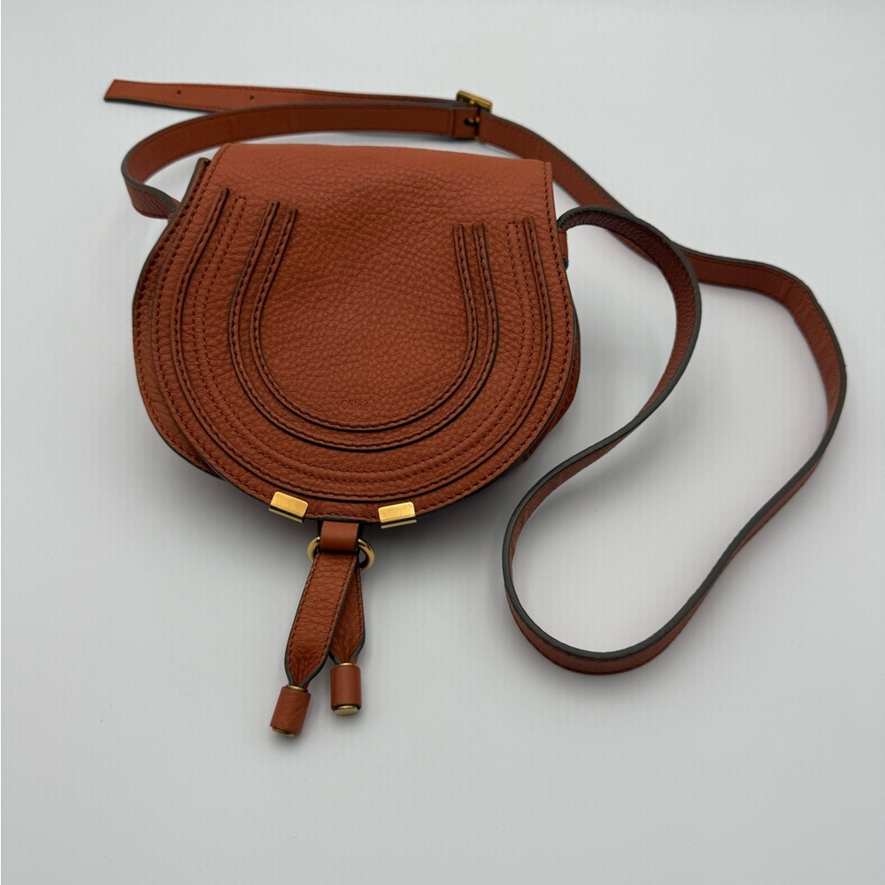 Mini Chloe Brown Leather Marcie Crossbody Bag